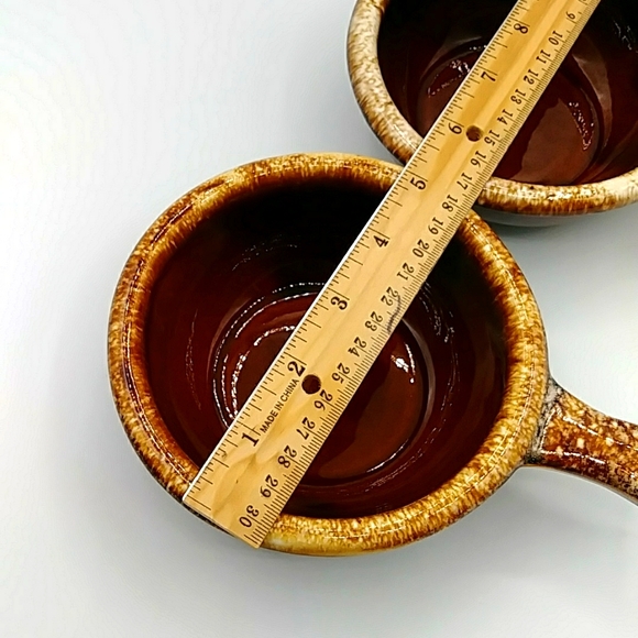 Hull Soup Bowls w/ Handles, Brown Drip glaze. Vintage - Picture 8 of 9